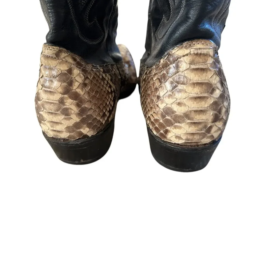 Corral Exotic Python & Leather Western Cowboy Boots Brown & Black Men's 9.5 D